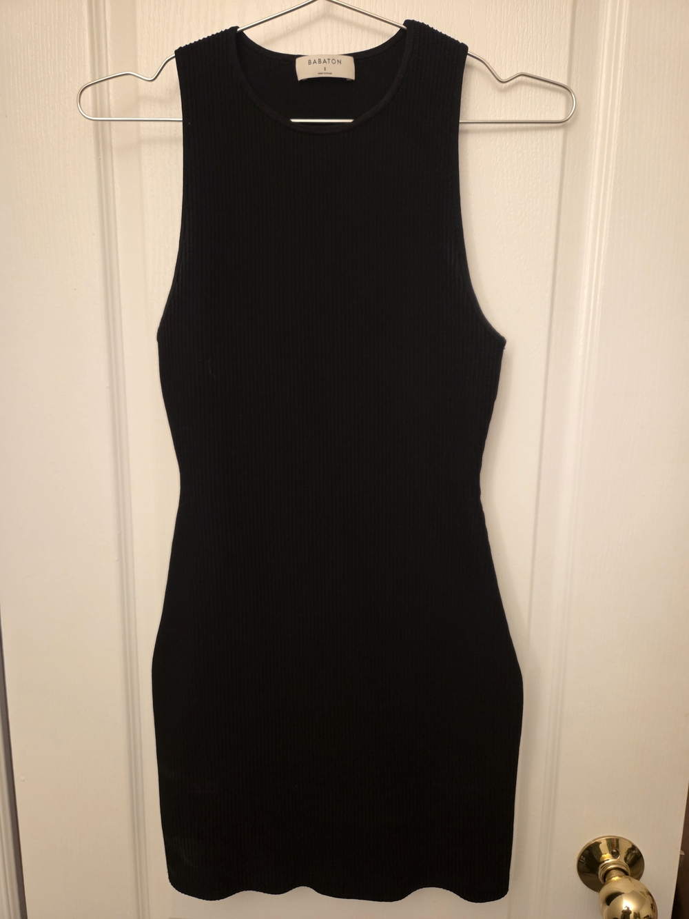Babaton Black Ribbed Sleeveless Bodycon Dress